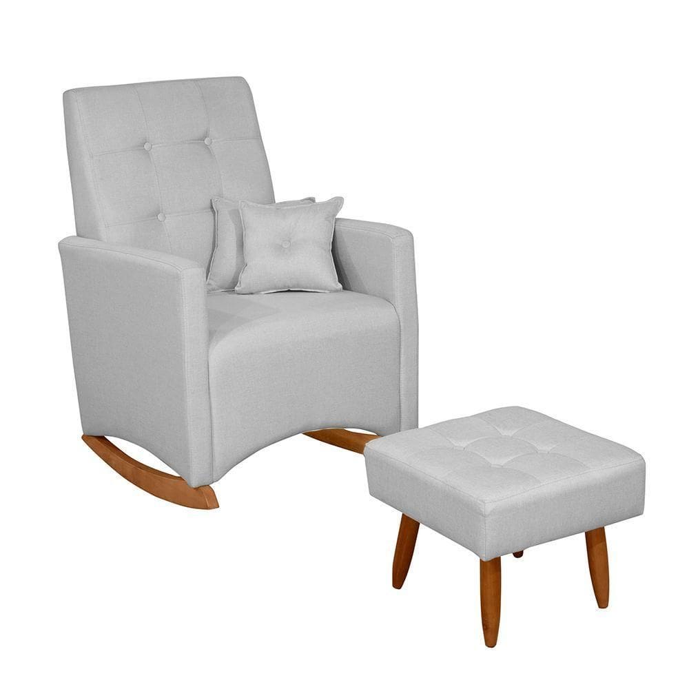 Sofá Cadeira Poltrona De Amamentação E Balanço Ana C/ Puff Lar Doce Lar Cor Linho Cinza Claro