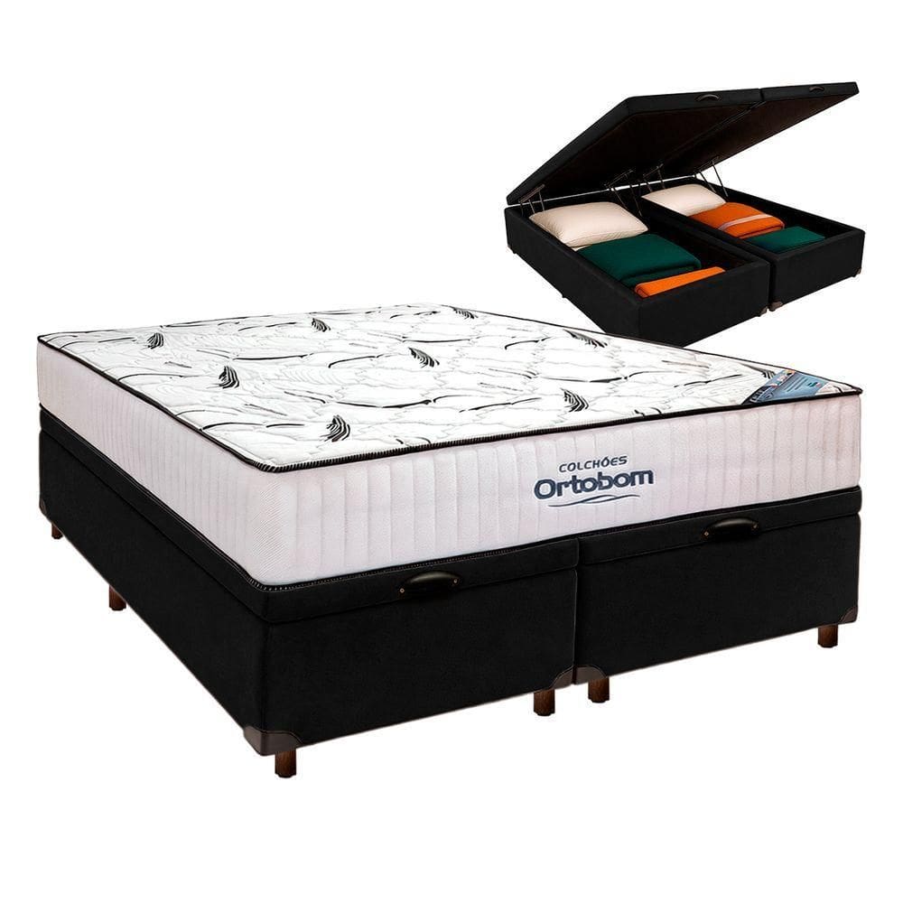 Cama Box Marrom + Colchão Queen High Foam Ortobom