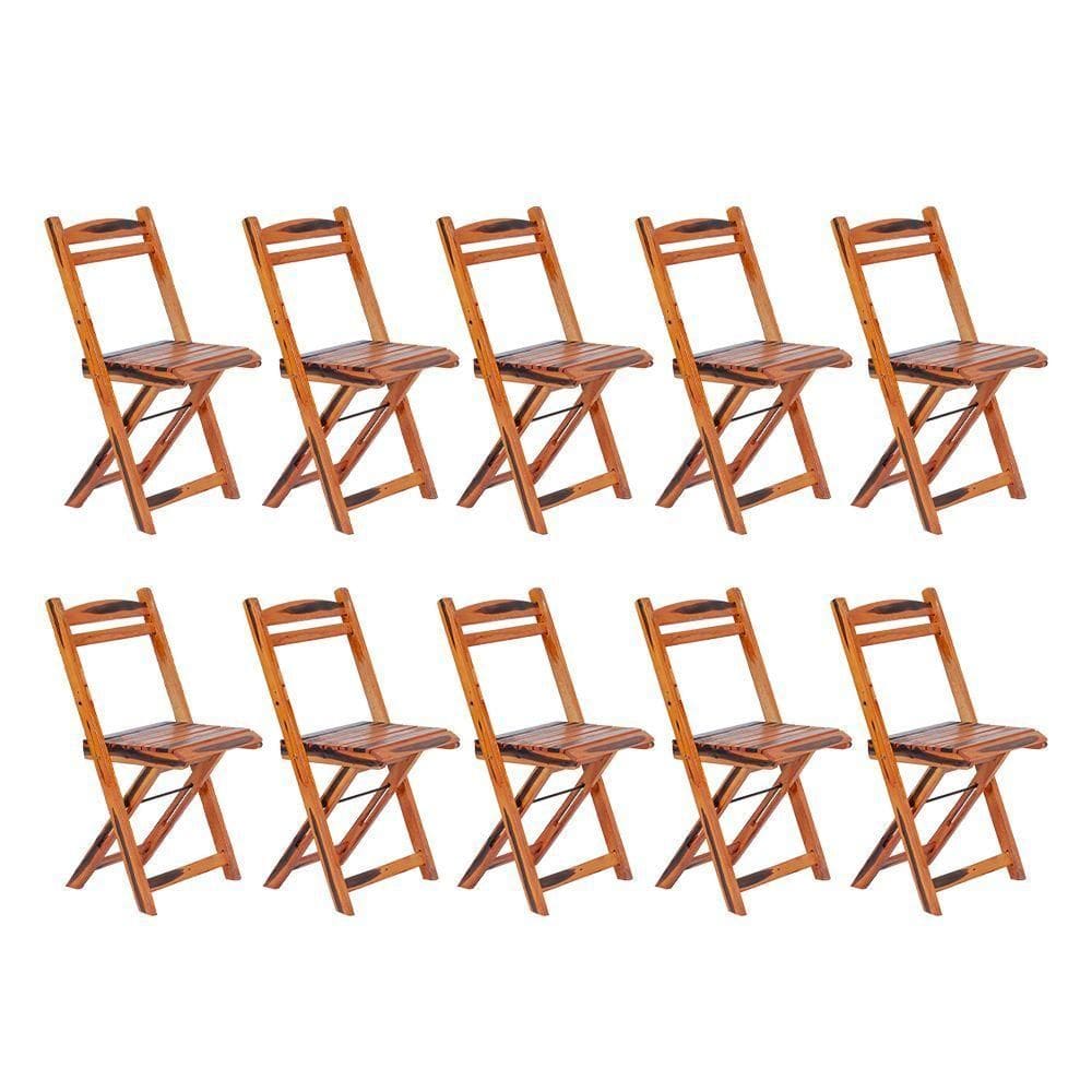 Kit 10 Cadeiras Dobrável Madeira Maciça Ypê Perfeita Para Ambientes Externos E Cobertos Cerejeira