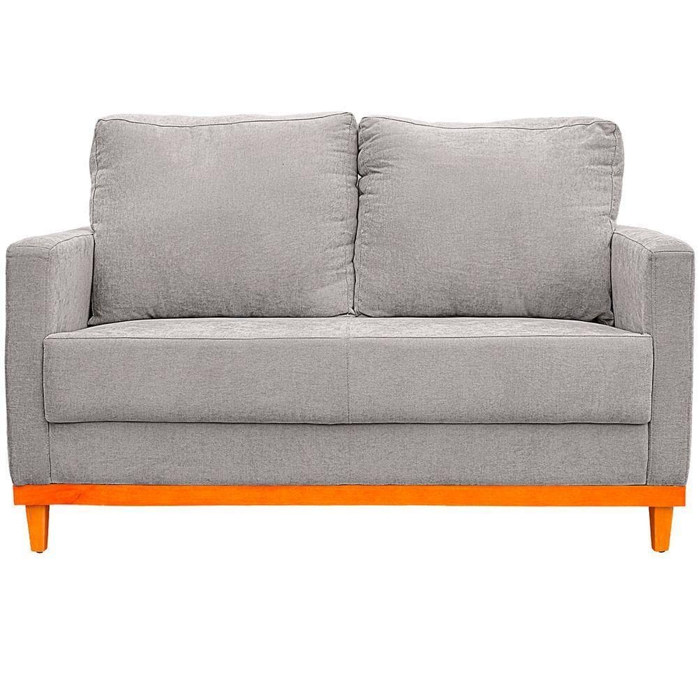 Sofa Berlim 2 Lugares Base De Madeira Tecido Impermeavel Prata