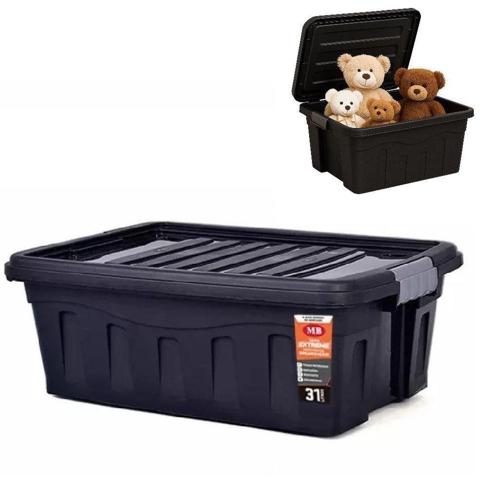 Caixa Organizadora Mudanca Rodinhas 31 Litros Maleta Grande Carrinho Container Empilhavel Multiuso Porta Alimentos Brinq