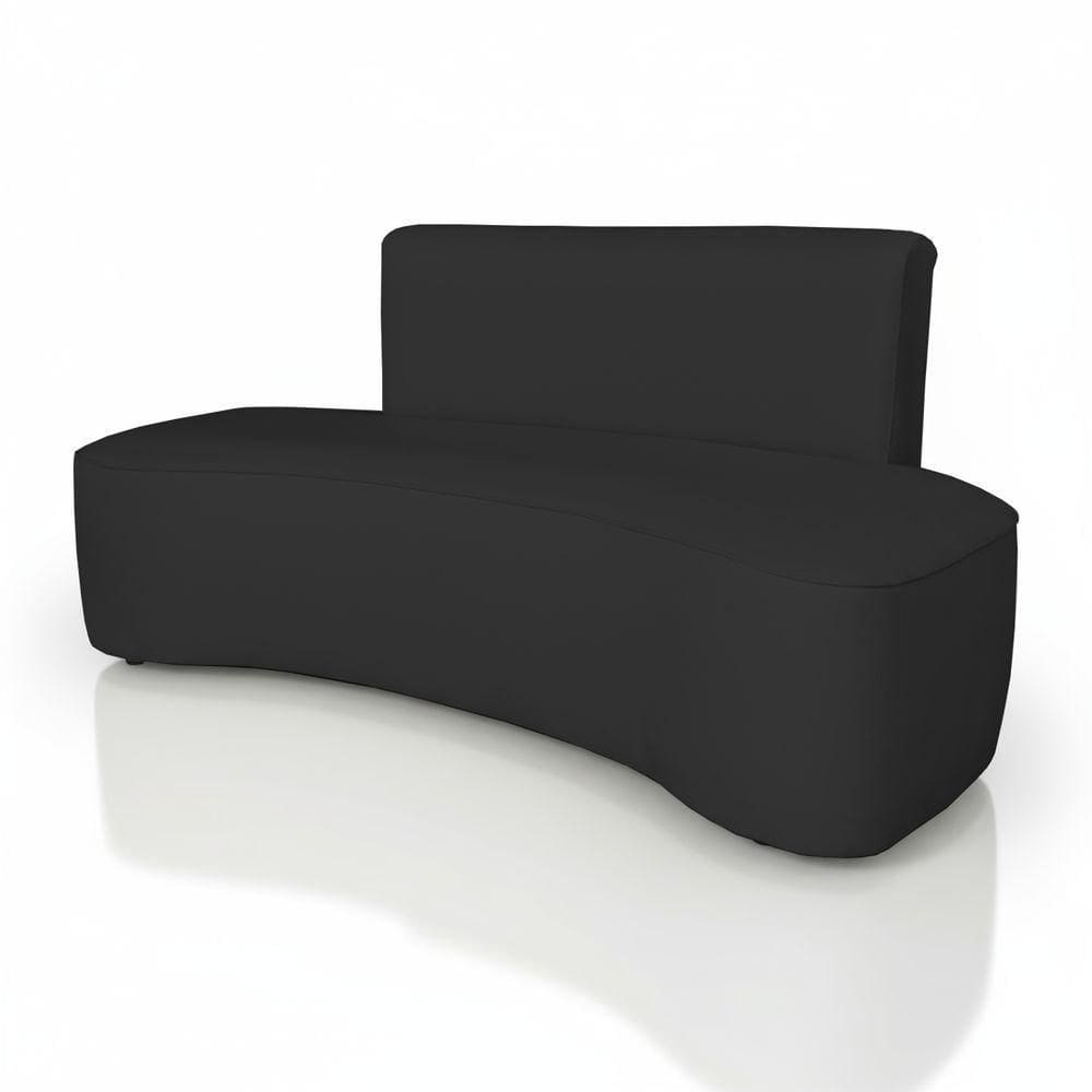 Sofá Curvo Design Orgânico Luxo Sala Contemporânea Suede Cor:preto
