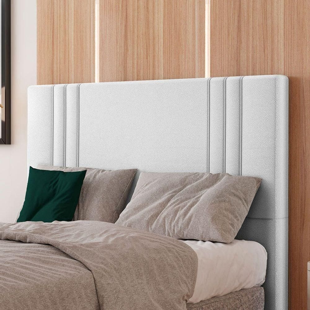 Cabeceira Estofada Casal 140 Cm Diamante Corino Cor: Branco
