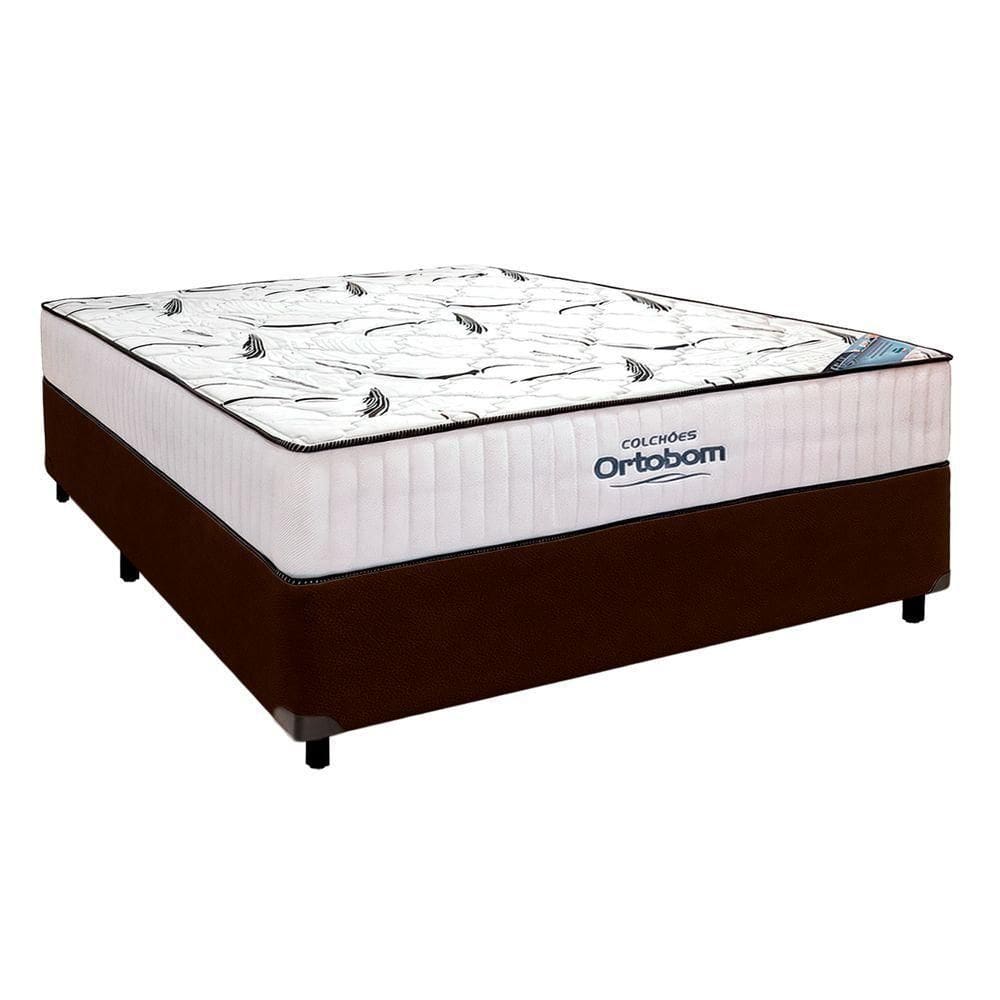 Cama Box Azul + Colchão Casal High Foam Ortobom