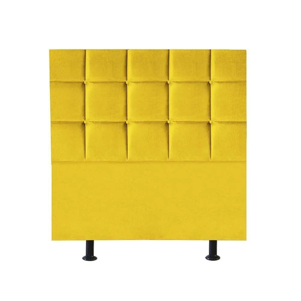 Cabeceira Estofada Cama Box Solteiro 90cm Espanha Corino Amarelo- Mabe Magazine