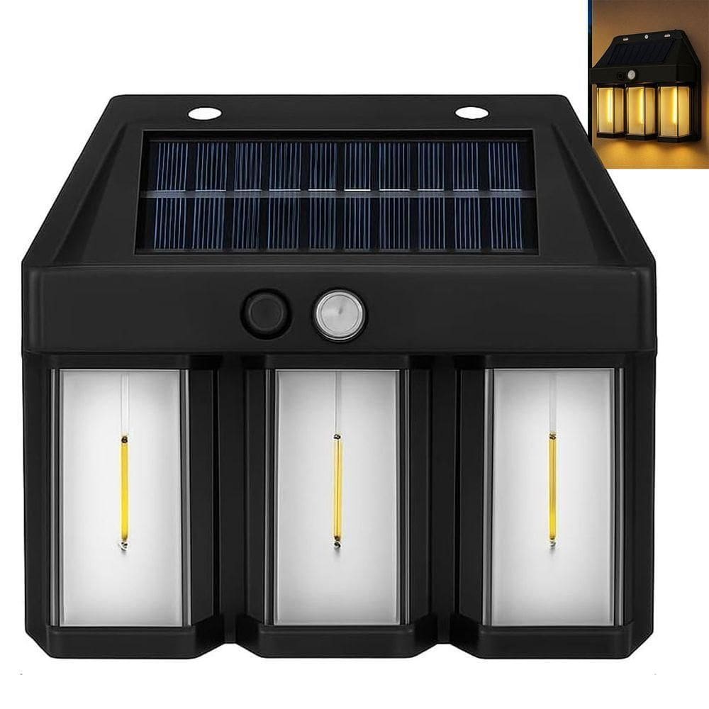 Luminaria Solar Led Filamento Arandela Sensor De Presença Movimento Ambiente Externo Jardem Quintal Garagem Iluminaçao