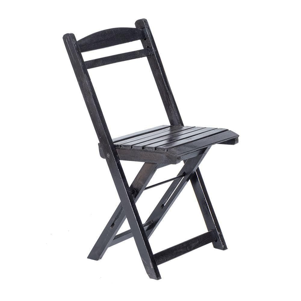 Cadeira Dobrável Madeira Maciça Ypê Perfeita Para Ambientes Externos E Cobertos Preto