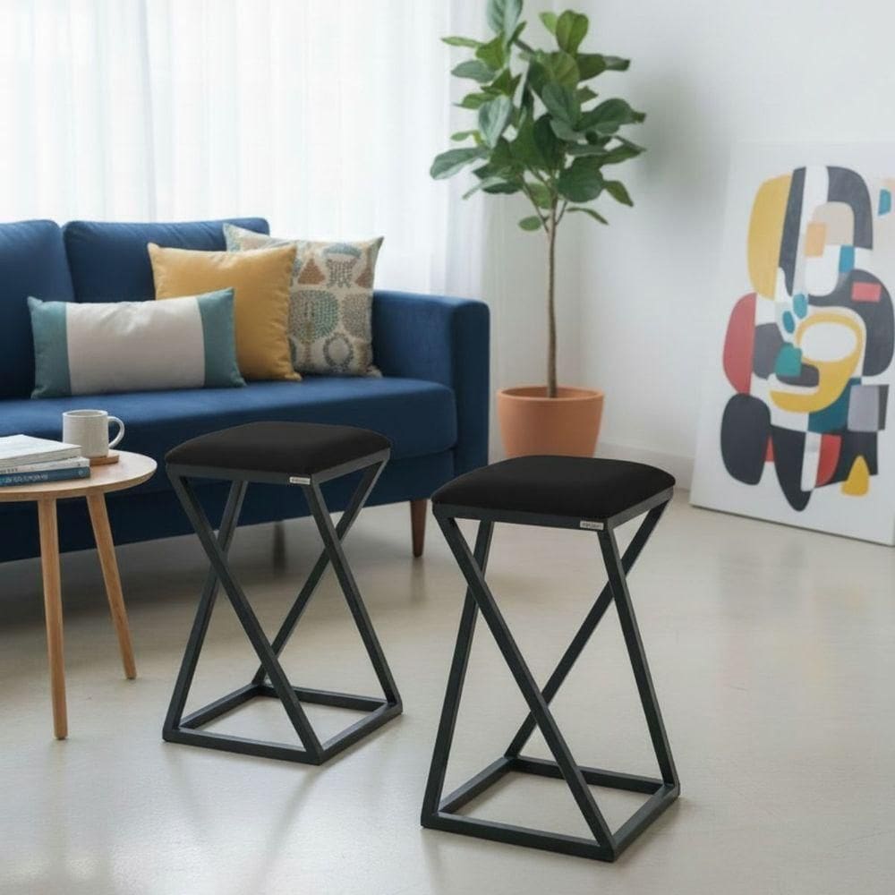 Conjunto 2 Banquetas Baixa Ideal Para Cozinha Bar Area Gourmet Z Preto