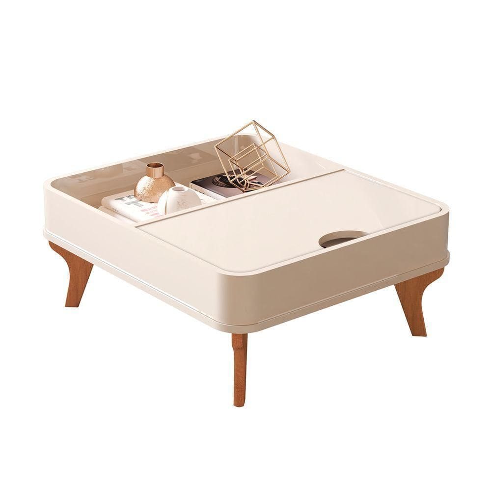 Mesa De Centro Aruma Com Cantos Arredondados Off White