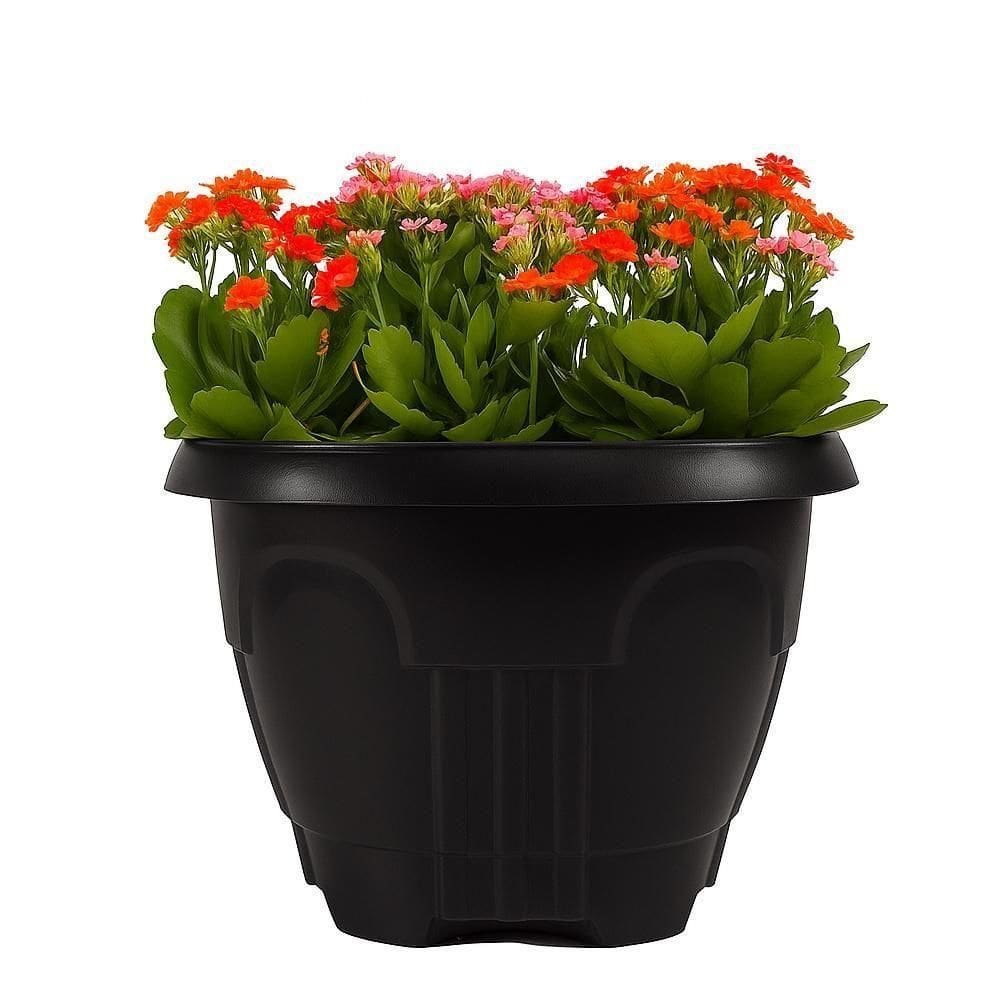 Vaso Redondo 15,5 L De Plástico Preto Para Plantas E Decoração De Jardins E Varandas