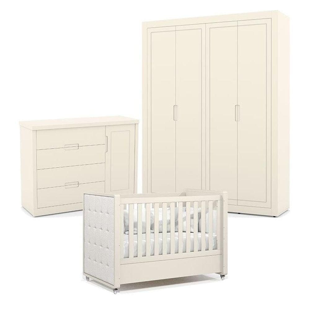 Quarto De Bebe 4 Portas Tutto New Off White Com Capitonê New Boucle - Matic