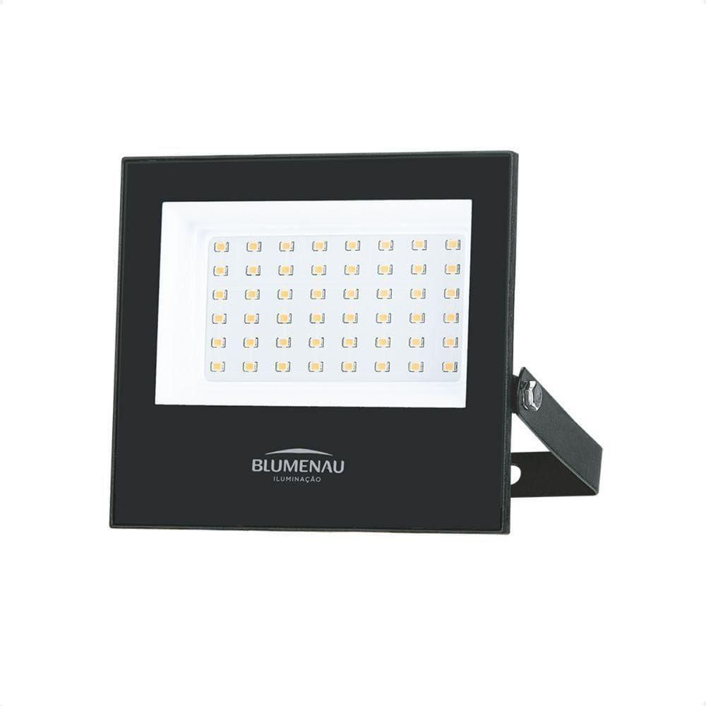 Refletor Blumenau De Led Slim 50w Preto Bivolt 4100k Neutro