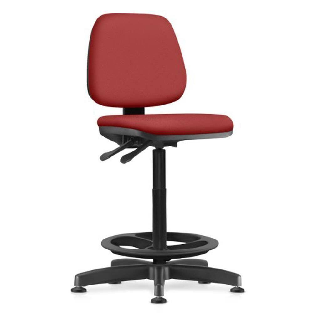 Cadeira Caixa Alta Giratória Estofada Work F02 Sintético Vermelho - Lyam Decor