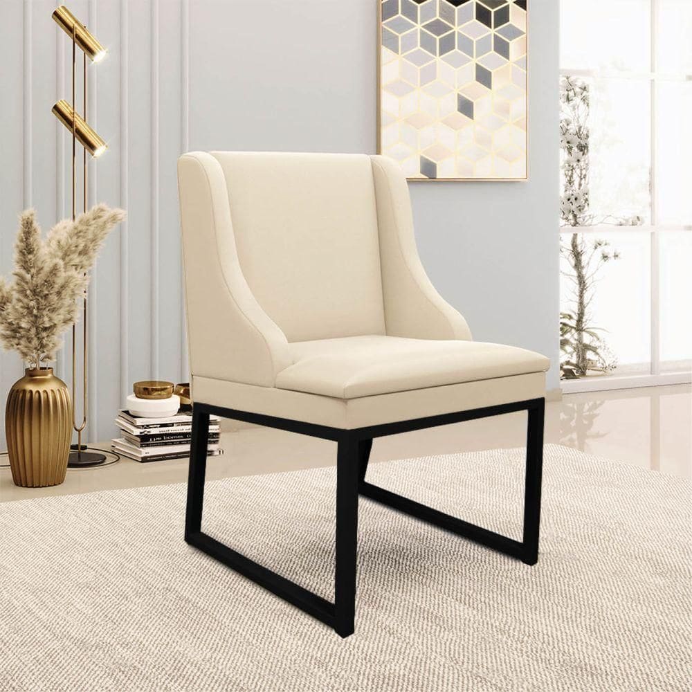 Cadeira Sala De Jantar Industrial Preto Liz Sintético D03 - D`rossi Bege