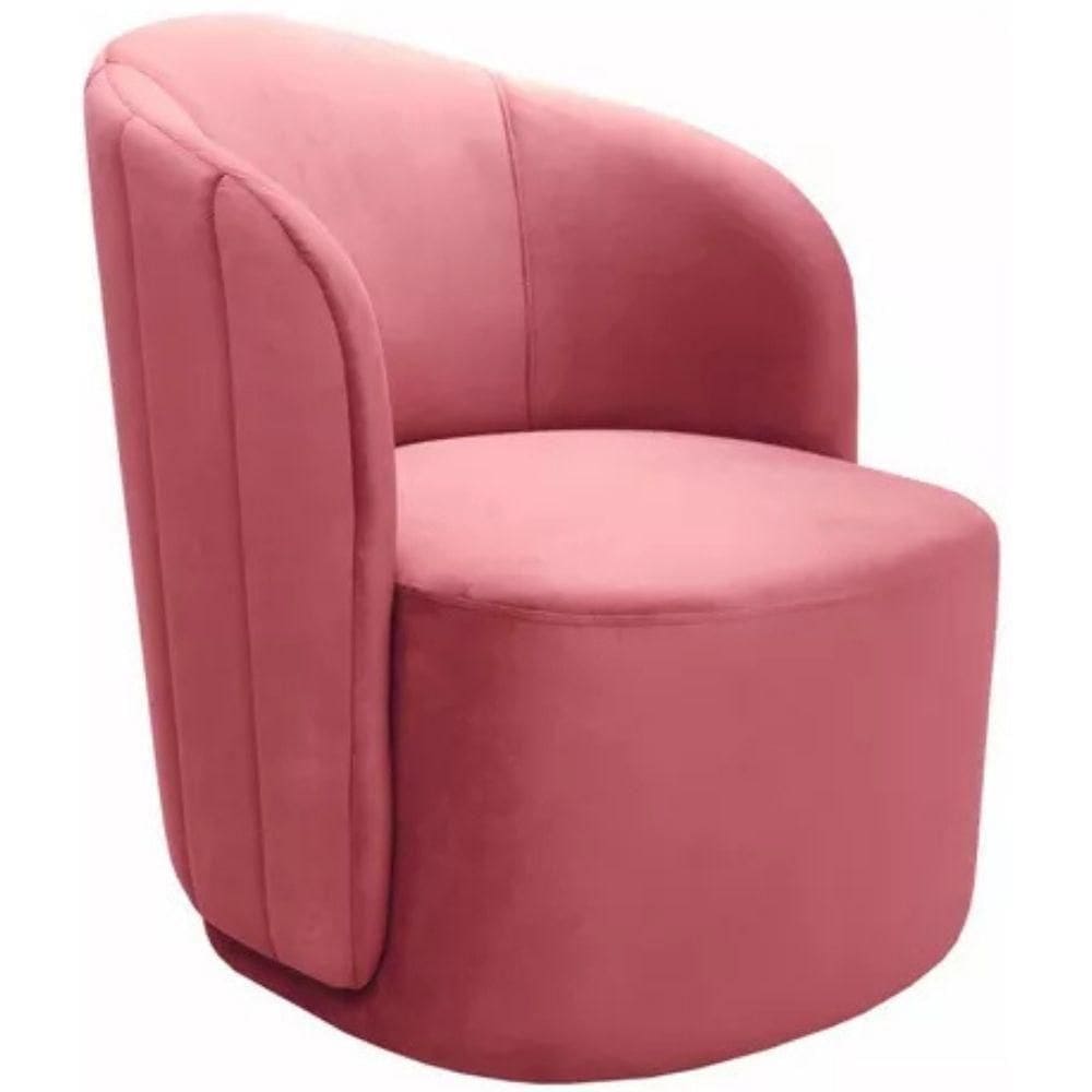 Poltrona Decorativa Stela Suede Rosa