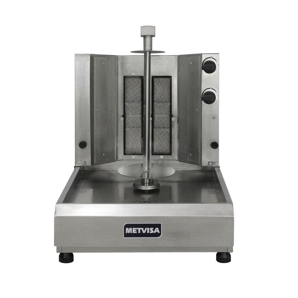 Churrasqueira Assador Para Churrasco Grego Rotativo Elétrico 2 Queimadores Gás Acge2 Metvisa 220V