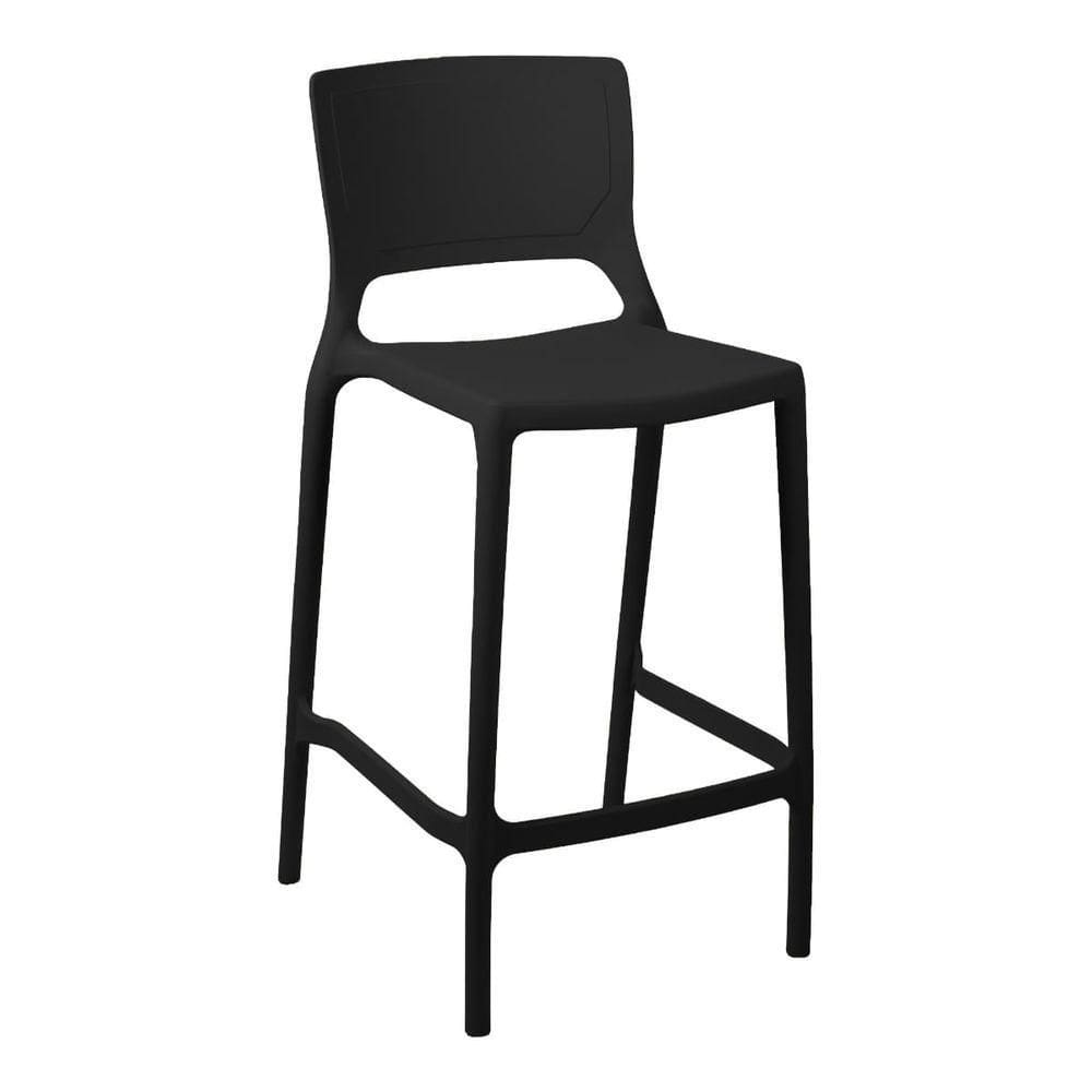 Banqueta Alta Cozinha Preta Empilhável Urano Em Polipropileno Acrilys
