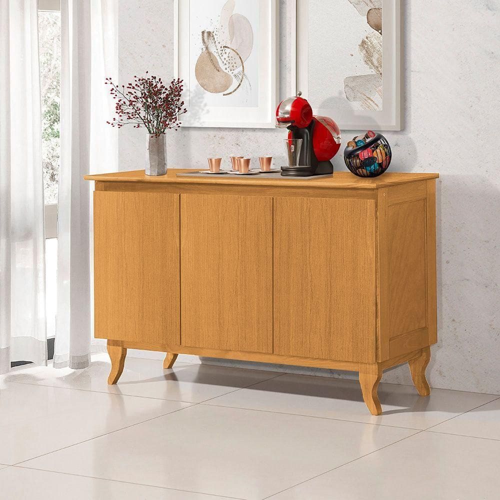 Aparador Buffet Monterrey Imbuia 3 Portas Vintage Design Retrô