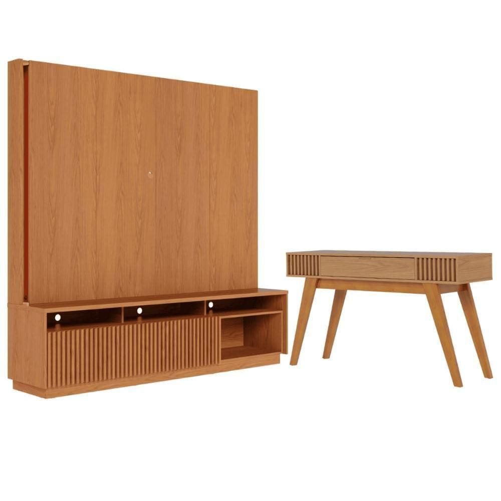 Conjunto Aparador Com Home Estante Noir Freijo