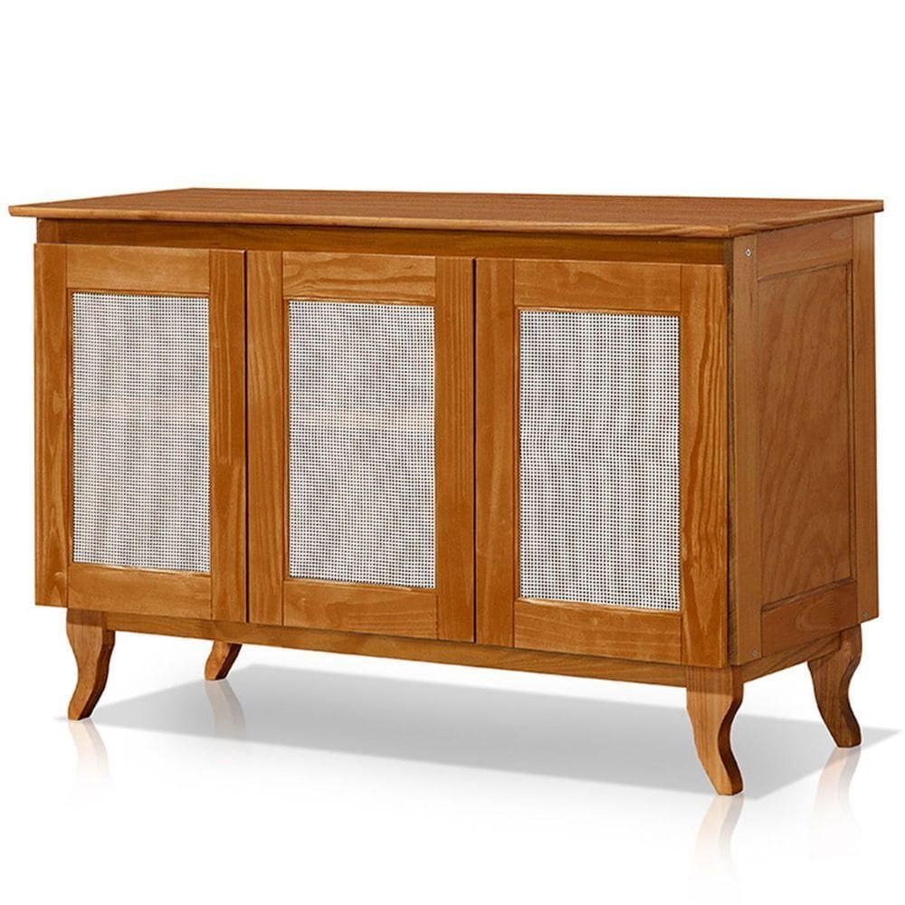 Buffet Aparador De Madeira 3 Portas De Tela Dalton Castanho