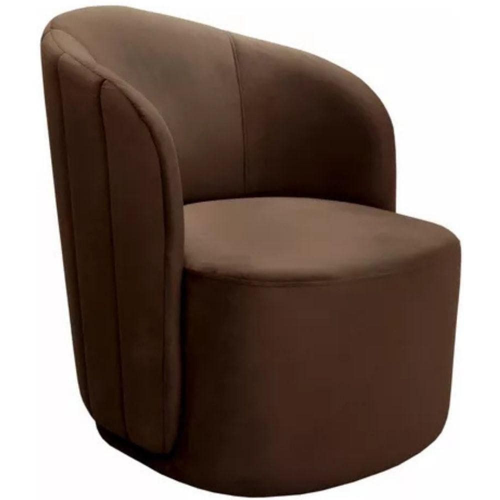 Poltrona Decorativa Stela Veludo Marrom