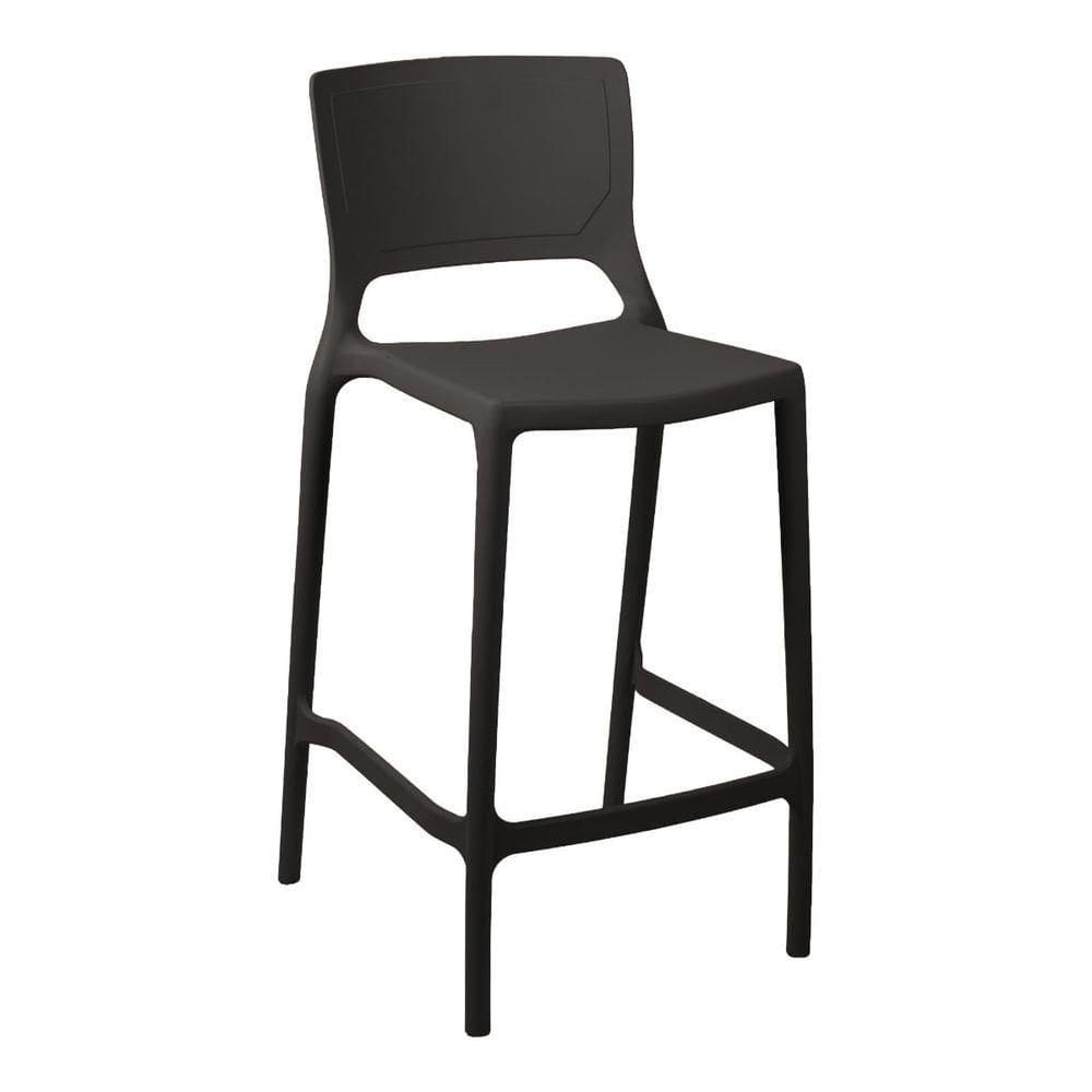 Banqueta Alta Cozinha Grafite Empilhável Urano Em Polipropileno Acrilys