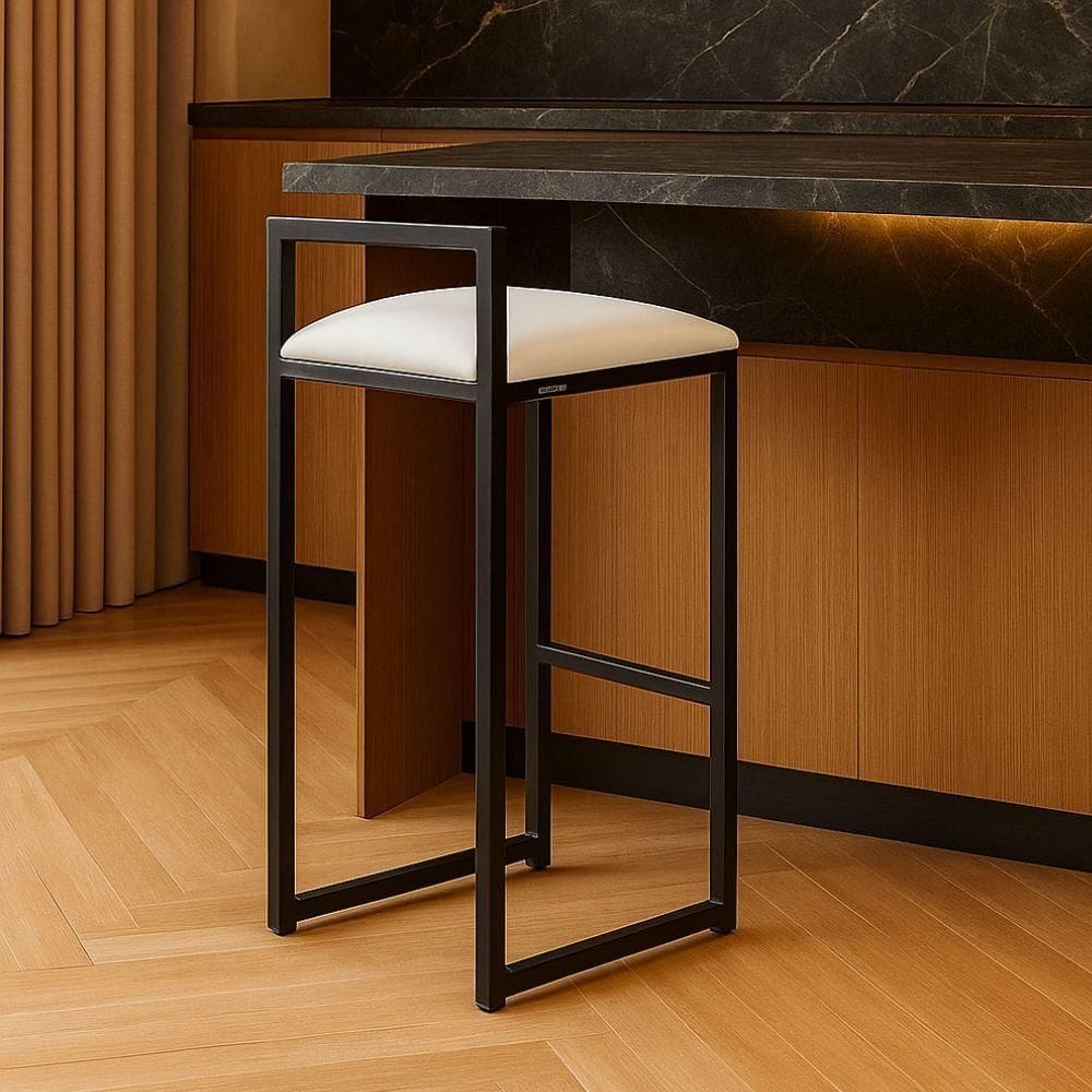 Banqueta Industrial Alta Sala Jantar Bar Bancada Cozinha Cor:branco