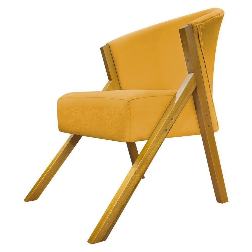 Poltrona Decorativa You Suede Braça Amadeirada - Mostarda Suede