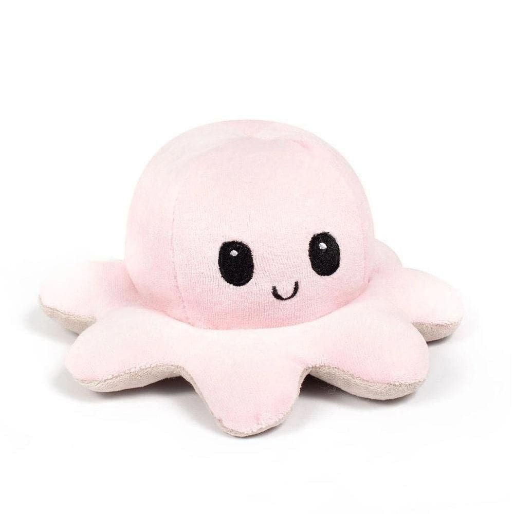 Polvo Humor Reversível De Pelúcia Feliz Triste Rosa E Bege