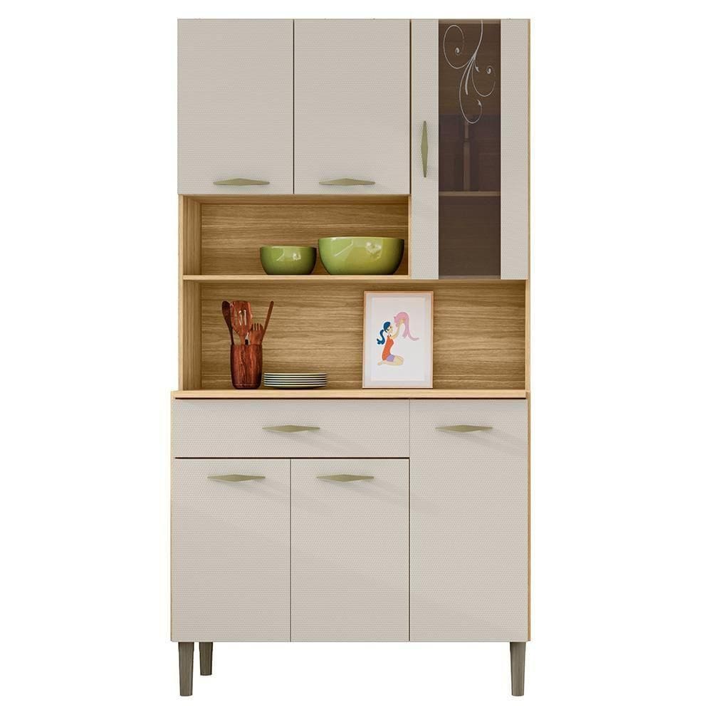 Kit Cozinha 6 portas 1 gaveta 91 Cm Golden Ktp Freijo Soft