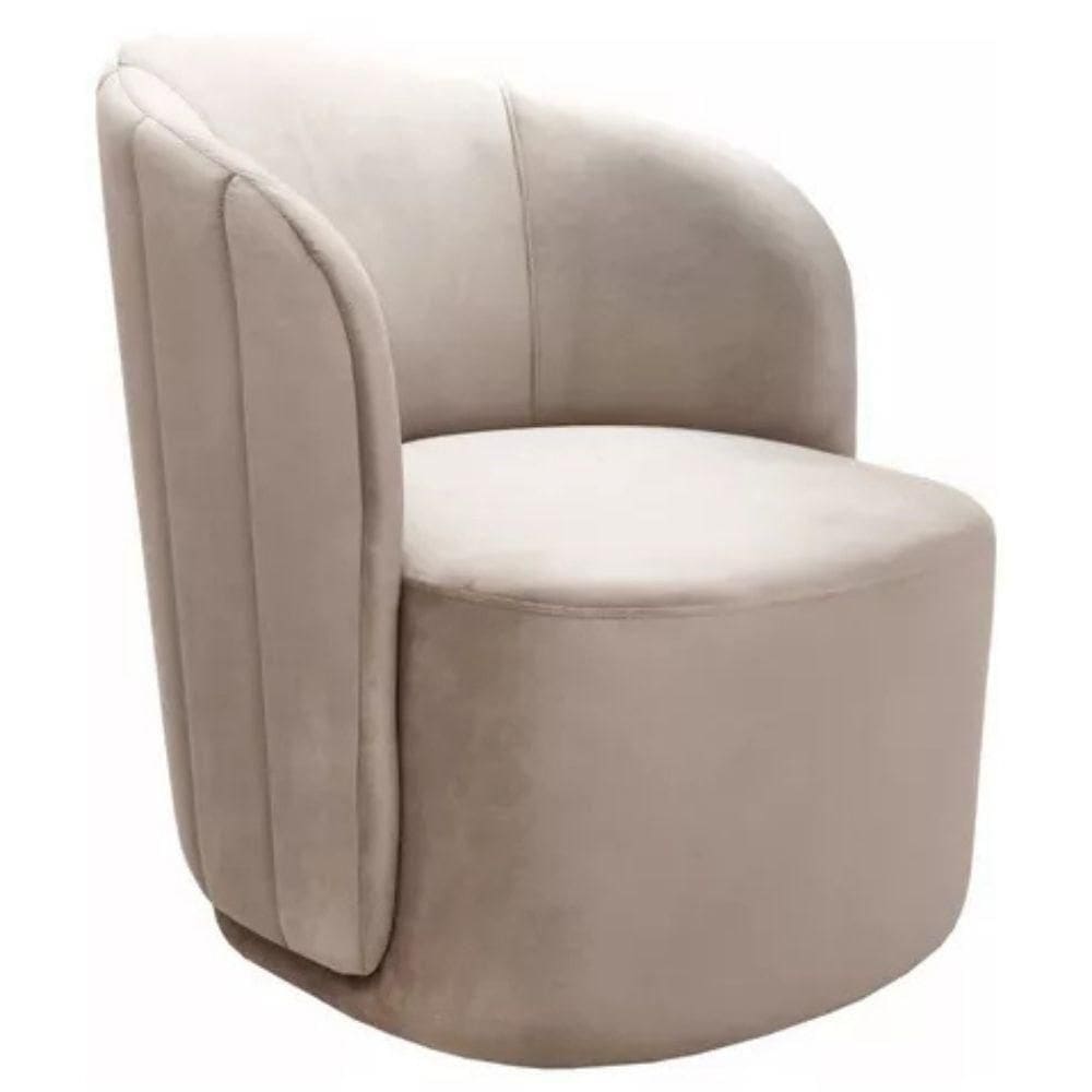 Poltrona Decorativa Stela Suede Bege Claro