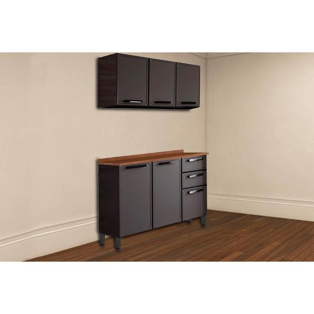 Cozinha Modulada Bertolini Estilo 2 Peças (1aéreo+1balcão) C2p09 Cinza-grafite-bertolini