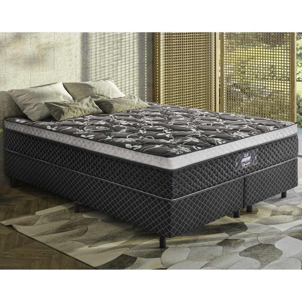 Cama Box Conjugado Queen Com Colchão 158x71x198 Opala Gazin Cr35331 Preto