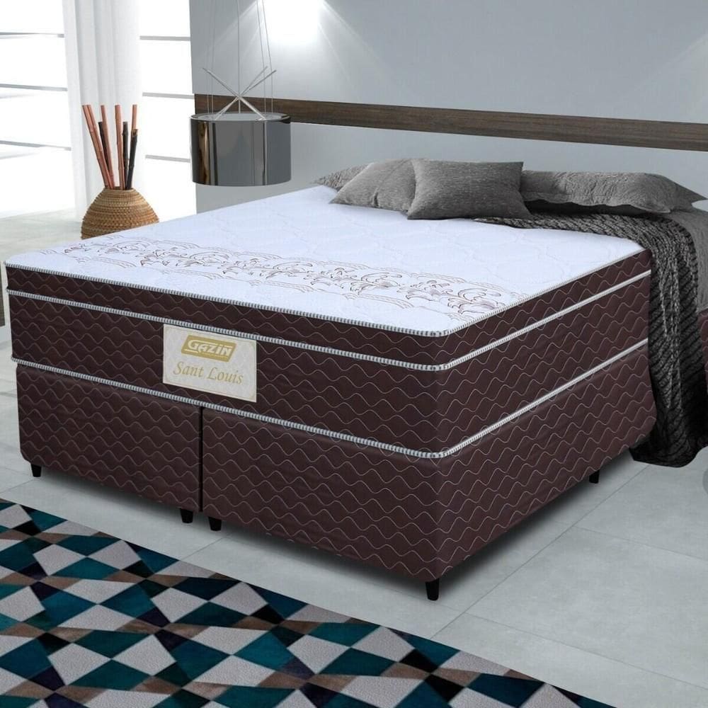 Cama Box Conjugado Queen Com Colchão 158x71x198 Saint Louis Gazin Cr35371 Marrom