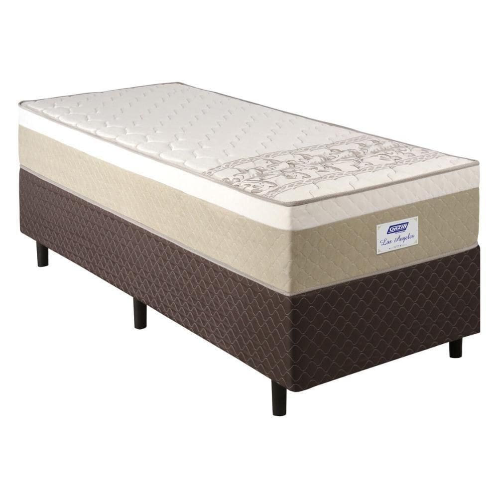 Cama Box Conjugado Solteiro Com Colchão 88x62x188 Los Angeles Plus Gazin Cr35328 Areia-branco-marrom