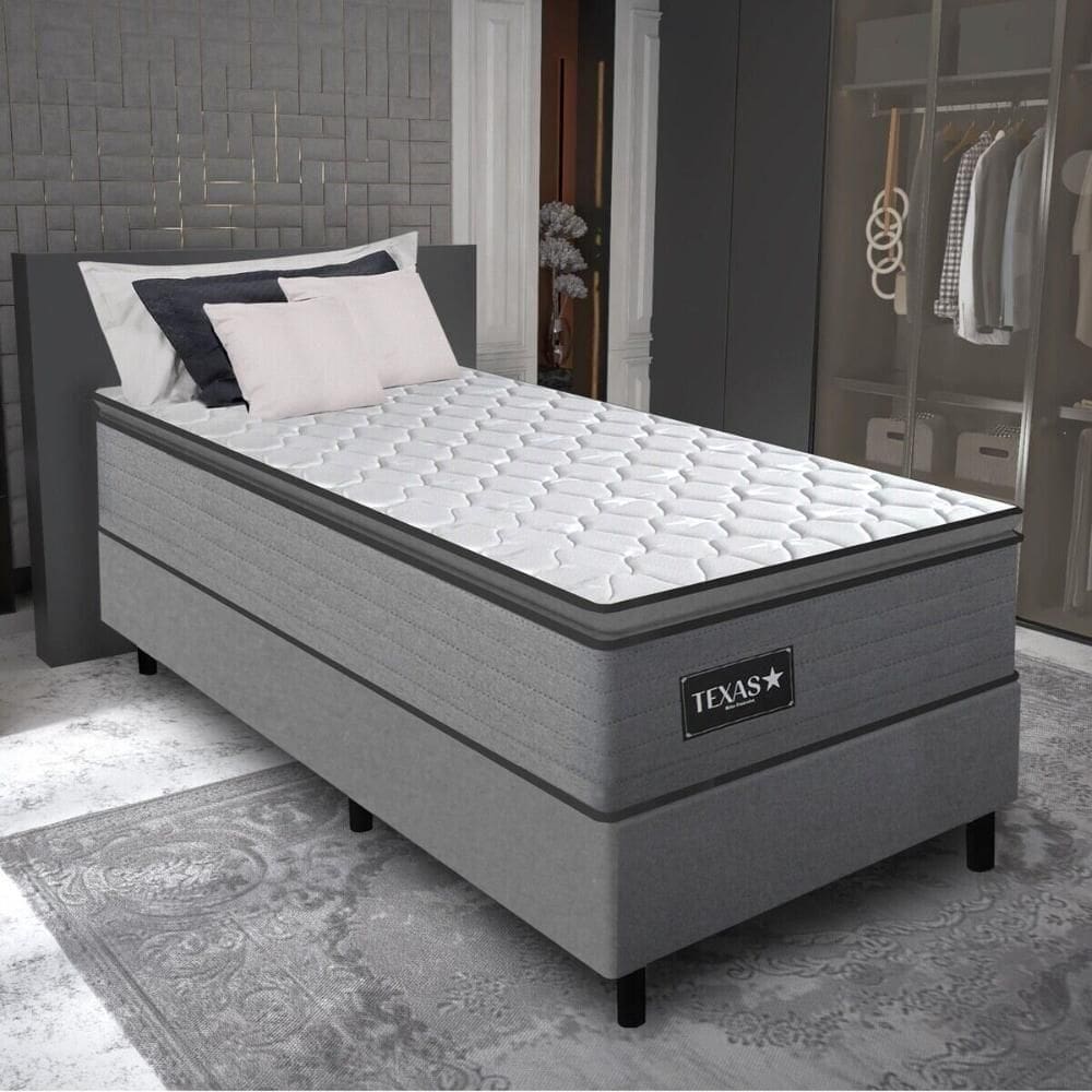 Cama Box Conjugado Solteiro Com Colchão 88x68x188 Texas Gazin Cr35324 Grafite