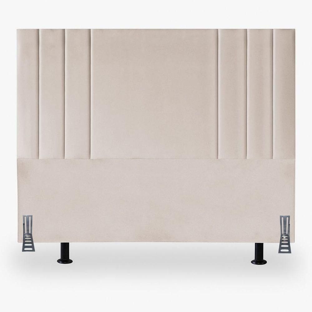Cabeceira 195 Cm Suede Moderna King Clássica Cama Box Frame Bege