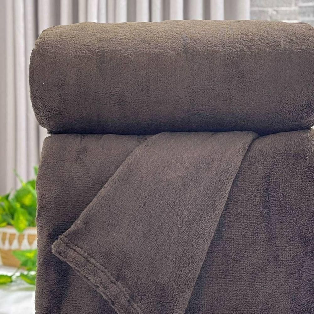 Cobertor Casal Uni Fleece Marrom