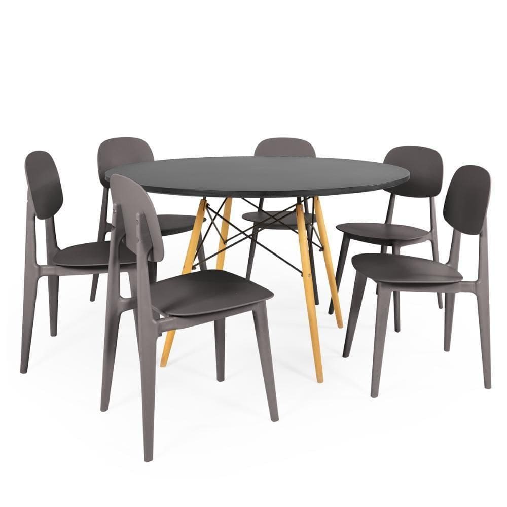 Conjunto Mesa De Jantar Redonda Eiffel-6 Cadeiras Itália