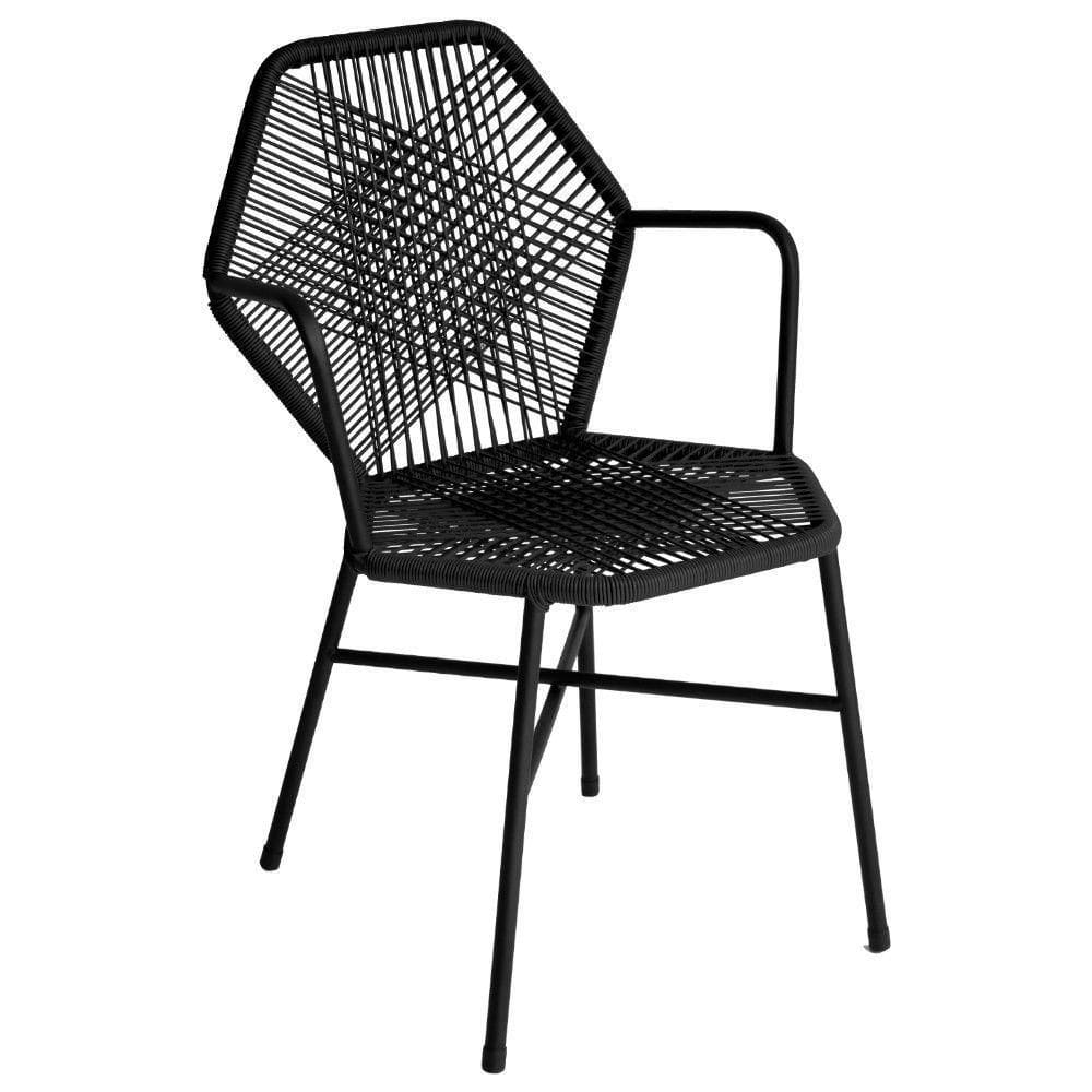 Cadeira Tropicália Aço Fibra Sintética Gourmet Acesse Móveis Preto