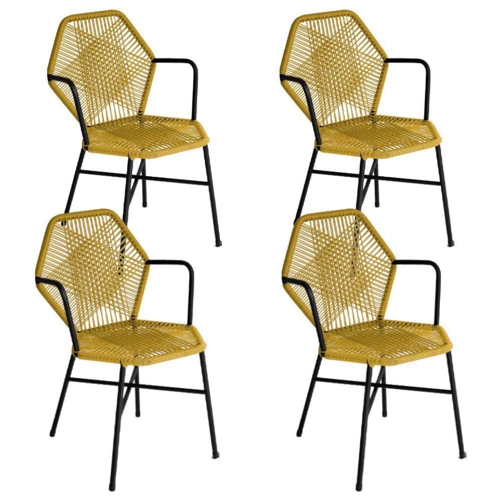 Kit 4 Cadeiras Tropicália Fibra Sintética Acesse Móveis Amarelo
