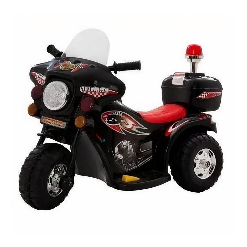 Mini Moto Elétrica Infantil Triciclo Criança Bateria 6V Importway BW002-P Preto Polícia Bivolt