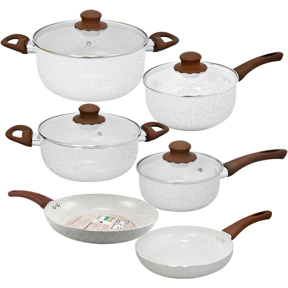 Jogo de Panelas Antiaderente Cerâmica Vanilla Florença 6 peças - Hauskraft Premium