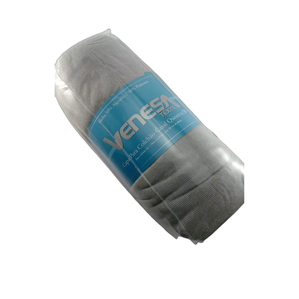 Capa Colchão Queen De Malha Com Zíper Cinza