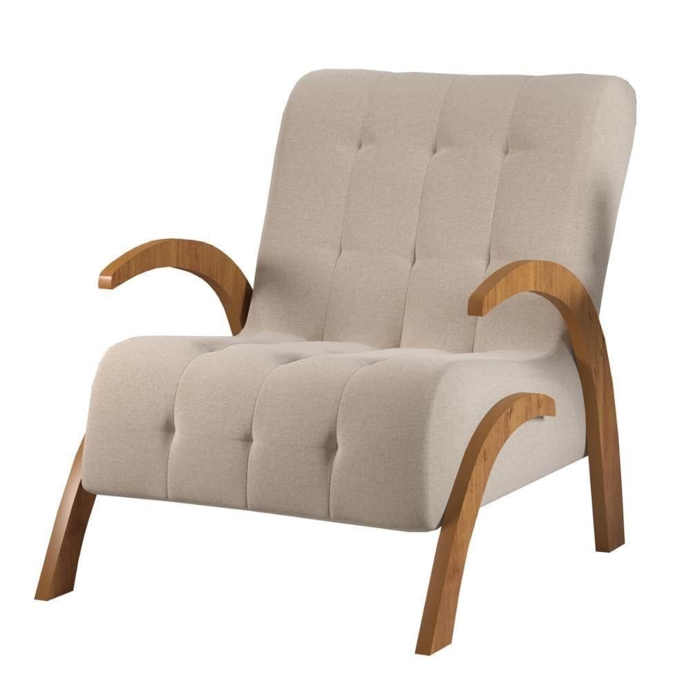 Poltrona Flower Em Linho Bege