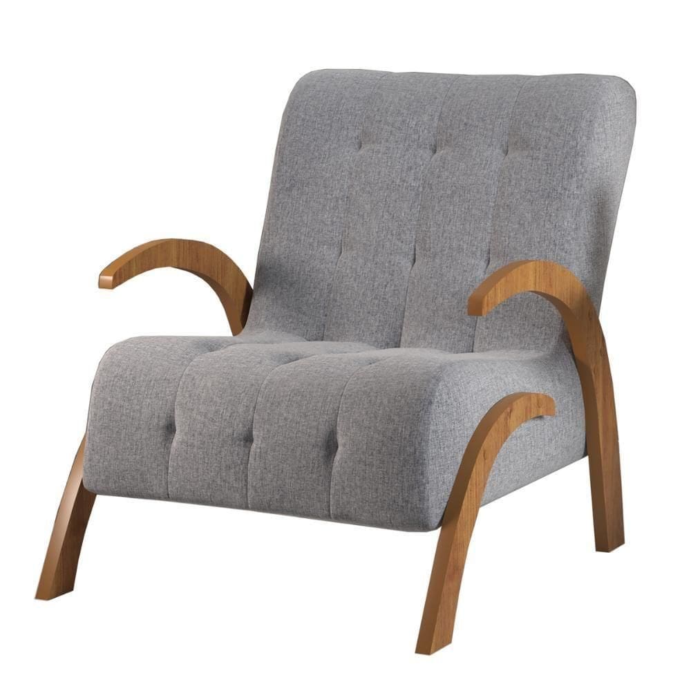 Poltrona Flower Em Linho Cinza