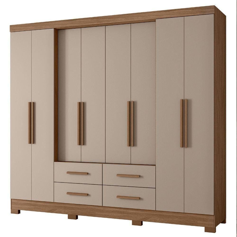 Guarda Roupa Casal 8 Portas 237 Cm San Lorenzo Carvalho Fendi Moval