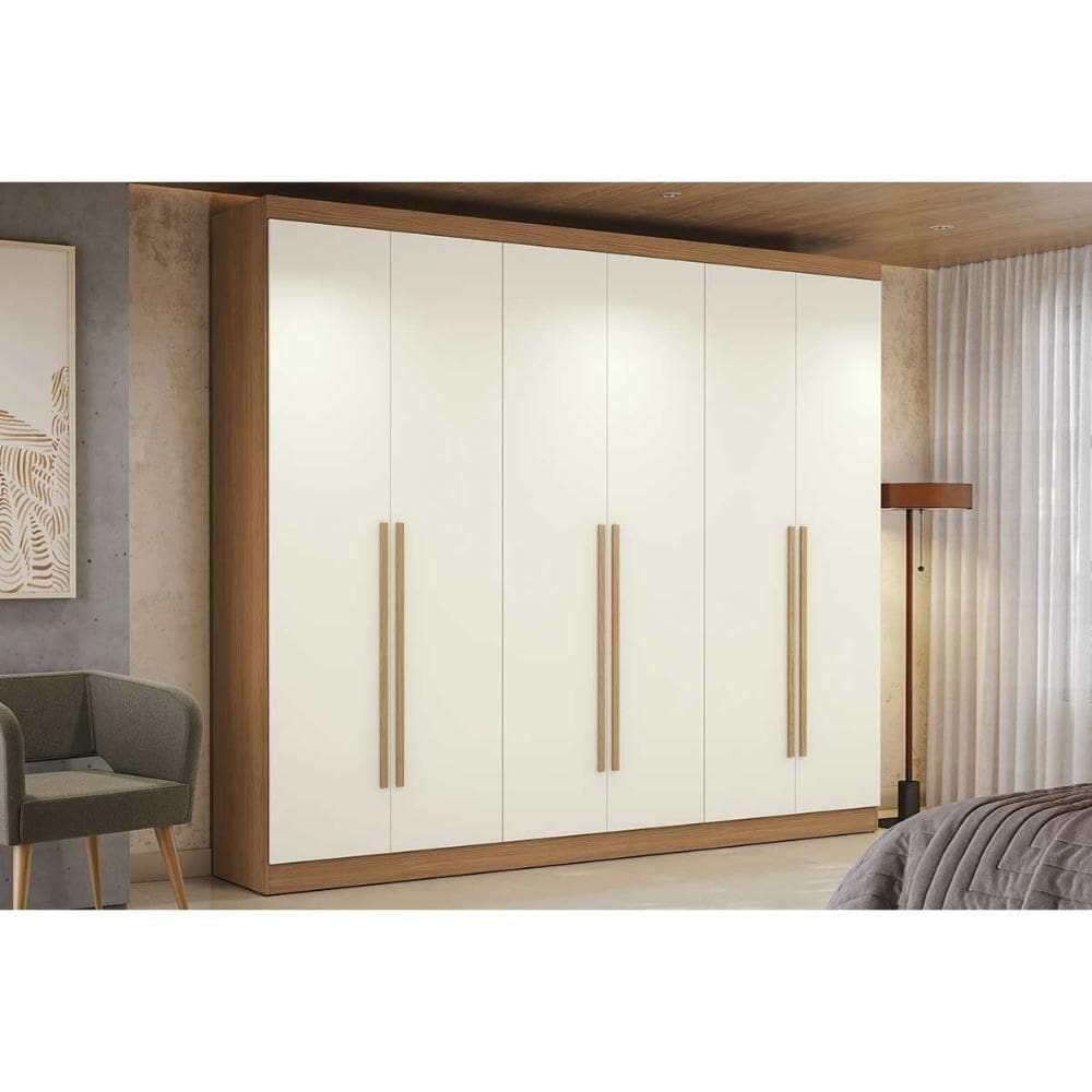 Guarda Roupa Casal 6 Portas E 3 Gavetas T580 Canela-off White - Kappesberg