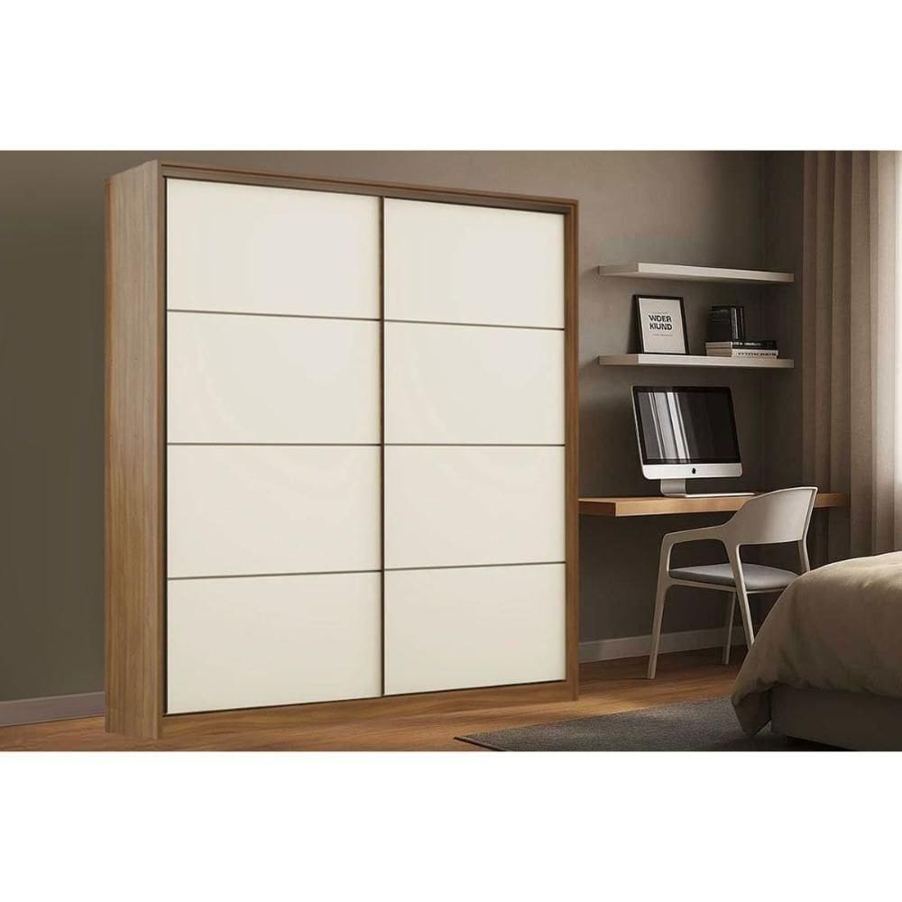 Guarda Roupa Casal 2 Portas De Correr E 3 Gavetas Belga Branco - Demóbile