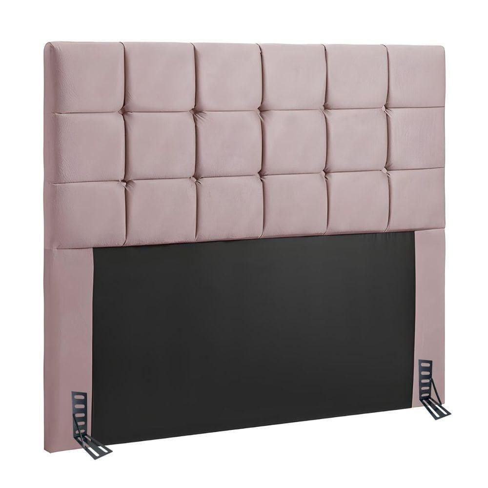 Cabeceira Casal 140 Cm Estofada Mali Em Suede Com Frame Rose